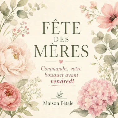 Exemple de publication fleuriste pour la fête des mères, enseigne fictive Maison Pétale